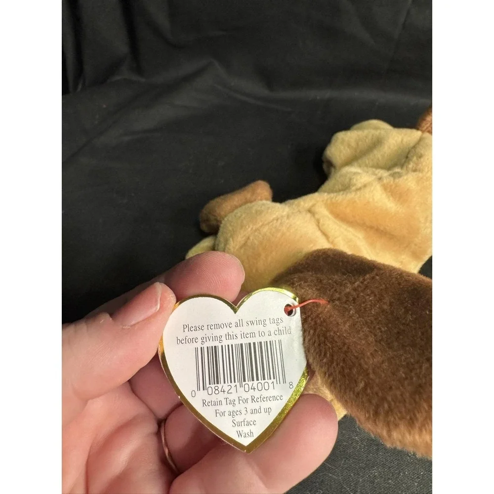Set of 2 Ty Beanie Babies Bones Dog Plush 1993 1994 Heart Tags PVC Pellets